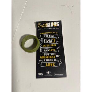 Faith Rings Silicone Ring Corinthians 13:13 Olive Green Inspirational Band